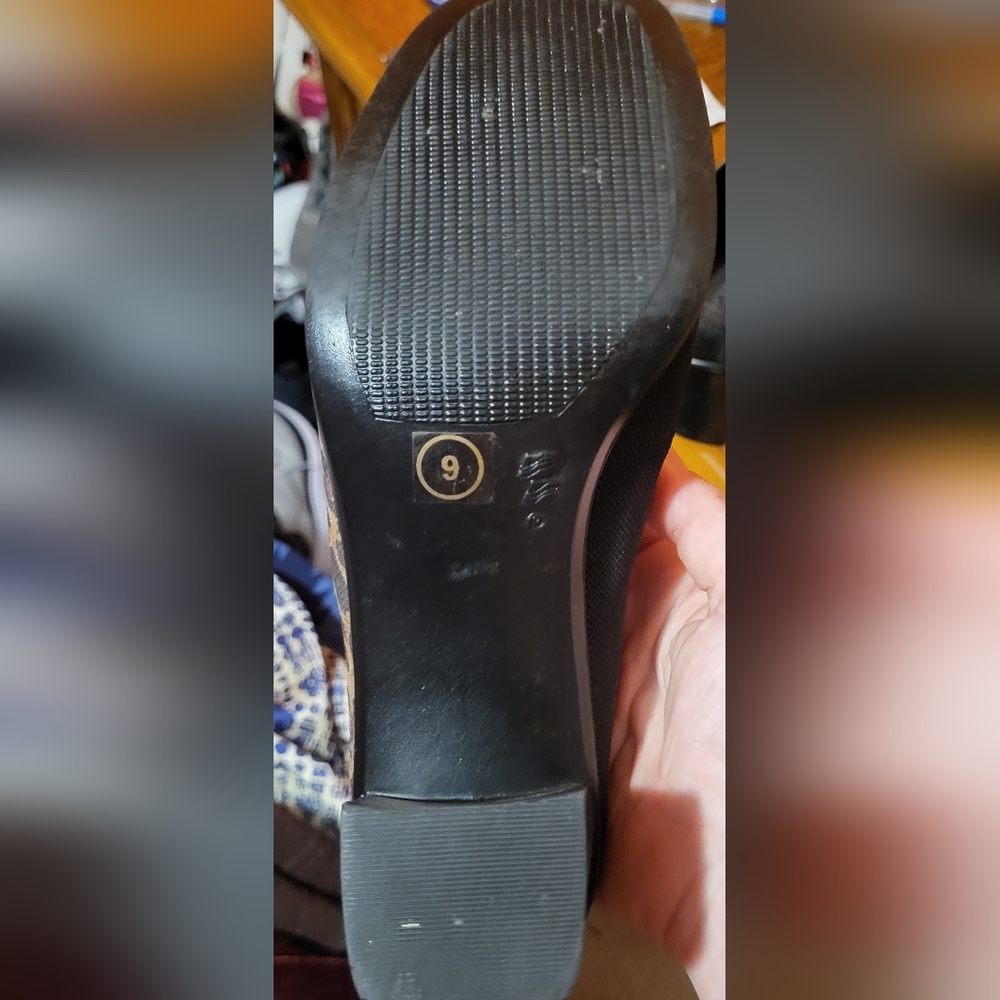 Vivanz Black & Leopard Print Block Heel Slip On M… - image 7